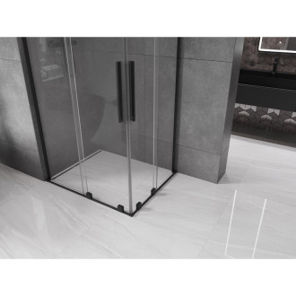 Mexen Velar L Duo posuvný sprchový kout 90 x 80 cm, průhledný, černý - 871-090-080-02-03-70