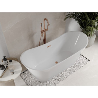 Voľne stojaca vaňa Mexen Celia 170 x 75 cm, biela, prepad z kartáčovanej medi - 52331707500-65