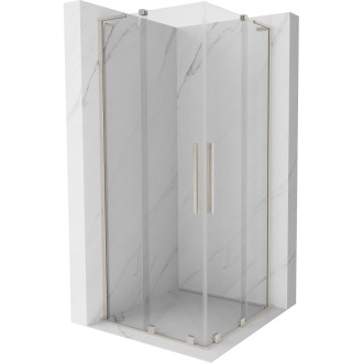 Mexen Velar L Duo posuvný sprchovací kút 80 x 80 cm, priehľadný, kartáčovaný nikel - 871-080-080-02-03-97