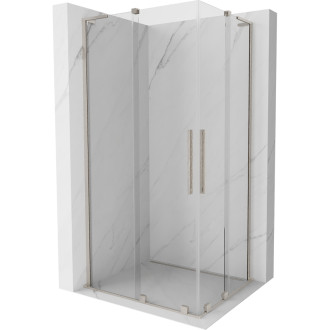 Mexen Velar L Duo posuvný sprchovací kút 90 x 80 cm, priehľadný, kartáčovaný nikel - 871-090-080-02-03-97