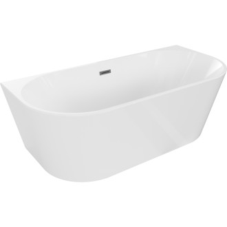 Voľne stojaca závesná vaňa Mexen Oval 140 x 75 cm, biela, kartáčovaný prepad vo farbe pištole gray - 52671407500-66