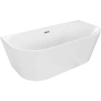 Voľne stojaca závesná vaňa Mexen Oval 150 x 75 cm, biela, ružovo-zlatý prepad - 52671507500-60