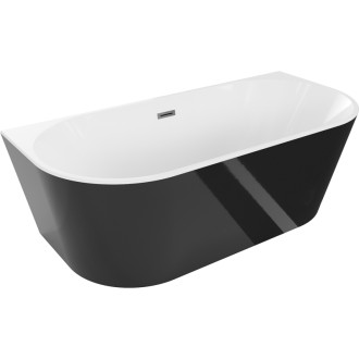 Voľne stojaca závesná vaňa Mexen Oval 150 x 75 cm, biela / čierna, prepad vo farbe gun metal - 52671507575-95