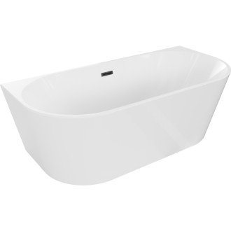 Voľne stojaca závesná vaňa Mexen Oval 160 x 80 cm, biela, čierny prepad - 52671608000-70