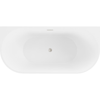 Voľne stojaca závesná vaňa Mexen Oval 160 x 80 cm, biela, prepad kartáčovaný nikel - 52671608000-97