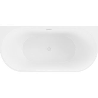 Voľne stojaca závesná vaňa Mexen Oval 160 x 80 cm, biela/čierna, biely prepad - 52671608075-20