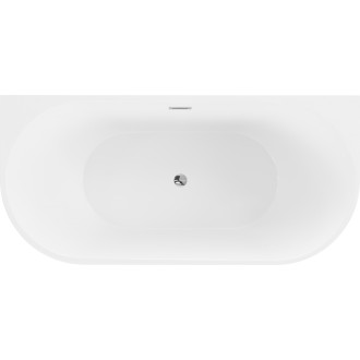 Voľne stojaca závesná vaňa Mexen Oval 180 x 80 cm, biela, chrómovaný prepad - 52671808000-01