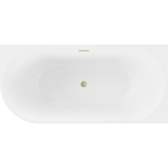 Voľne stojaca rohová vaňa Mexen Mia pravá 160 x 75 cm, biela / čierna, prepad kartáčovaný zlatý - 52691607575P-55