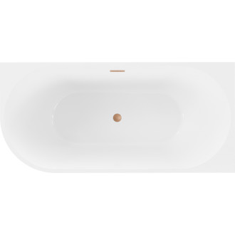 Voľne stojaca rohová vaňa Mexen Mia pravá 160 x 75 cm, biela/čierna, prepad kartáčovaná meď - 52691607575P-65