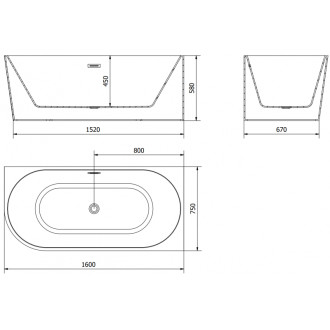Voľne stojaca rohová vaňa Mexen Mia pravá 160 x 75 cm, biela/čierna, čierny prepad - 52691607575P-70