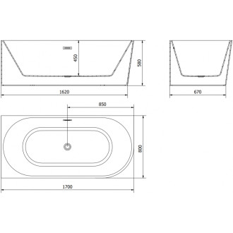 Voľne stojaca rohová vaňa Mexen Mia ľavá 170 x 80 cm, biela / čierna, zlatý prepad - 52691708075L-50
