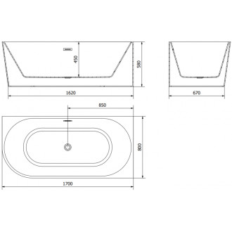 Voľne stojaca rohová vaňa Mexen Mia pravá 170 x 80 cm, biela / čierna, biely prepad - 52691708075P-20