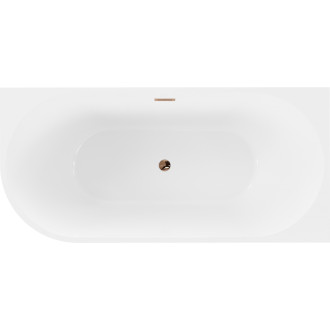 Voľne stojaca rohová vaňa Mexen Mia pravá 170 x 80 cm, biela/čierna, s prepadom ružové zlato - 52691708075P-60