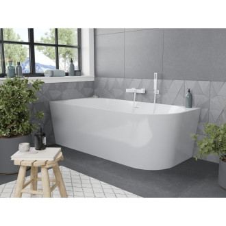 Voľne stojaca rohová vaňa Mexen Mia ľavá 180 x 80 cm, biela, biely prepad - 52691808000L-20