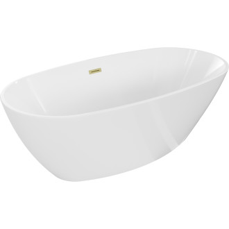 Voľne stojaca vaňa Mexen Eris 170 x 80 cm, biela, prepad kartáčovaný zlatý - 53441708000-55