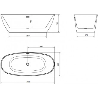 Voľne stojaca vaňa Mexen Eris 180 x 80 cm, biela, chrómovaný prepad - 53441808000-01