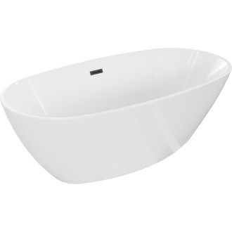 Voľne stojaca vaňa Mexen Eris 180 x 80 cm, biela, čierny prepad - 53441808000-70