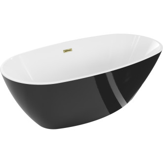 Voľne stojaca vaňa Mexen Eris 180 x 80 cm, biela/čierna, zlatý prepad - 53441808075-50