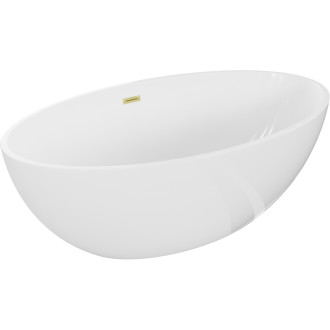 Voľne stojaca vaňa Mexen Nike 175 x 100 cm, biela, prepad kartáčovaný zlatý - 54071751000-55