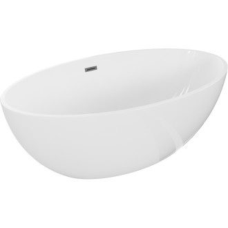 Voľne stojaca vaňa Mexen Nike 175 x 100 cm, biela, kartáčovaný prepad vo farbe pištole šedej - 54071751000-66