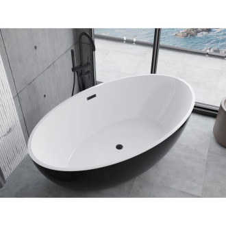 Voľne stojaca vaňa Mexen Nike 175 x 100 cm, biela/čierna, čierny prepad - 54071751075-70