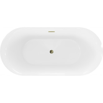 Voľne stojaca vaňa Mexen Roxy 170 x 80 cm, biela, zlatý prepad - 51201708000-50