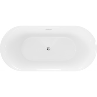 Voľne stojaca vaňa Mexen Roxy 170 x 80 cm, biela/čierna, chrómovaný prepad - 51201708075-01