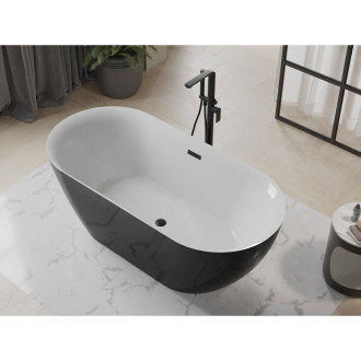 Voľne stojaca vaňa Mexen Roxy 170 x 80 cm, biela/čierna, čierny prepad - 51201708075-70