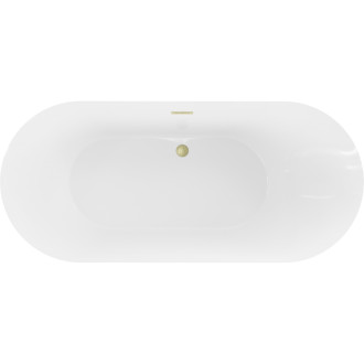 Voľne stojaca vaňa Mexen Roxy 180 x 85 cm, biela, prepad kartáčovaný zlatý - 51201808500-55