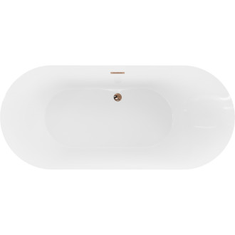 Voľne stojaca vaňa Mexen Roxy 180 x 85 cm, biela, ružovo-zlatý prepad - 51201808500-60