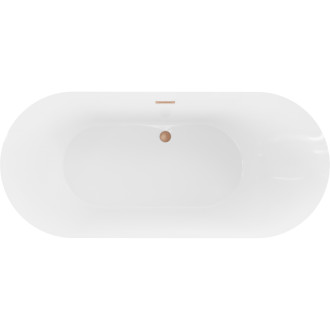 Voľne stojaca vaňa Mexen Roxy 180 x 85 cm, biela, prepad z kartáčovanej medi - 51201808500-65