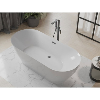 Voľne stojaca vaňa Mexen Roxy 180 x 85 cm, biela, kartáčovaný prepad vo farbe gun gray - 51201808500-66