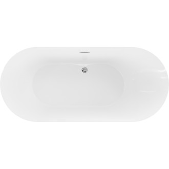 Voľne stojaca vaňa Mexen Roxy 180 x 85 cm, biela/čierna, chrómovaný prepad - 51201808575-01