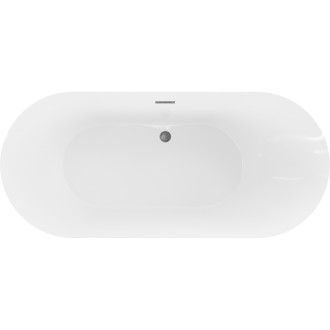 Voľne stojaca vaňa Mexen Roxy 180 x 85 cm, biela/čierna, kartáčovaný prepad vo farbe gun gray - 51201808575-66