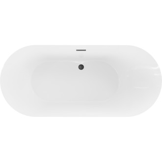 Voľne stojaca vaňa Mexen Roxy 180 x 85 cm, biela/čierna, čierny prepad - 51201808575-70