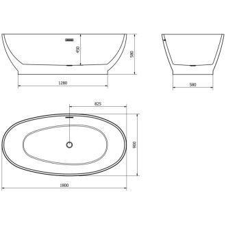 Voľne stojaca vaňa Mexen Bilbao 180 x 90 cm, biela, biely prepad - 51311809000-20