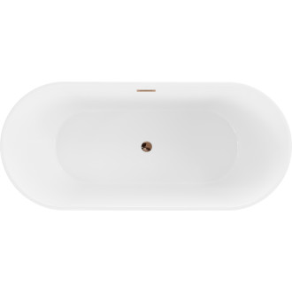 Voľne stojaca vaňa Mexen Flavia 150 x 75 cm, biela, prepad ružového zlata - 54031507500-60