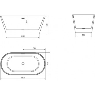 Voľne stojaca vaňa Mexen Flavia 150 x 75 cm, biela, prepad ružového zlata - 54031507500-60
