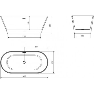 Voľne stojaca vaňa Mexen Flavia 160 x 75 cm, biela, biely prepad - 54031608000-20