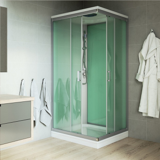 Mereo Sprchový box, štvorcový, 90x90x220 cm, satin ALU, liata vanička, s batériou CK34122MS