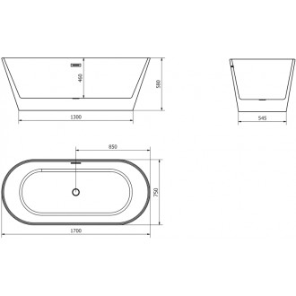 Voľne stojaca vaňa Mexen Flavia 170 x 75 cm, biela, prepad z kartáčovanej medi - 54031708000-65