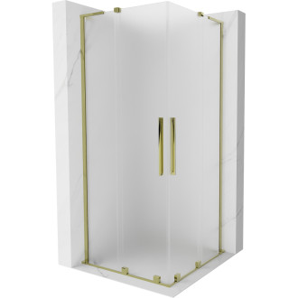 Mexen Velar L Duo posuvný sprchovací kút 100 x 100 cm, matná, zlatá - 871-100-100-02-33-50