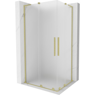 Mexen Velar L Duo posuvný sprchovací kút 90 x 80 cm, matná, kartáčované zlato - 871-090-080-02-33-55