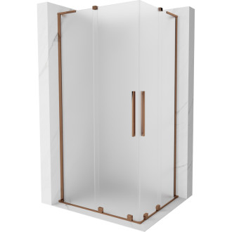 Mexen Velar L Duo posuvný sprchovací kút 90 x 80 cm, matná, ružové zlato - 871-090-080-02-33-60