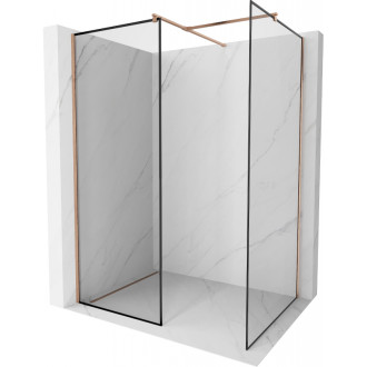 Mexen Kioto Sprchová zástena 80 x 70 cm, čierny rám, kartáčovaná meď - 800-080-202-65-70-070