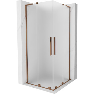 Mexen Velar L Duo posuvný sprchovací kút 100 x 100 cm, matná, ružové zlato - 871-100-100-02-33-60
