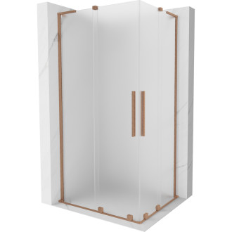 Mexen Velar L Duo posuvný sprchovací kút 90 x 80 cm, matná, kartáčovaná meď - 871-090-080-02-33-65