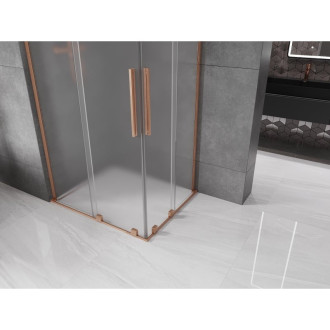 Mexen Velar L Duo posuvný sprchový kout 90 x 80 cm, matná, kartáčovaná měď - 871-090-080-02-33-65