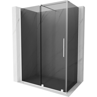 Posuvný sprchovací kút Mexen Velar 150 x 90 cm, grafit, biela - 871-150-090-41-20