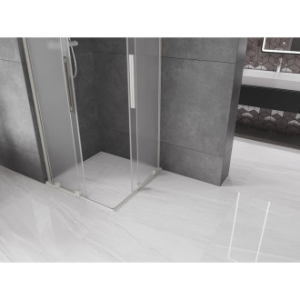 Mexen Velar L Duo posuvný sprchový kout 80 x 80 cm, matná barva, kartáčovaný nikl - 871-080-080-02-33-97